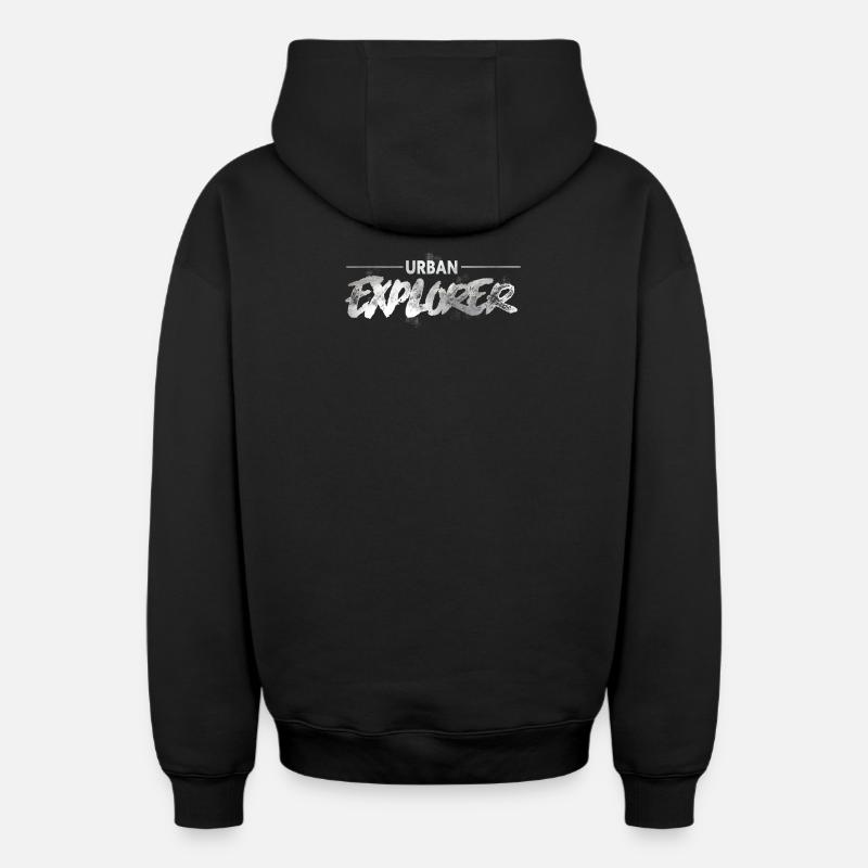Explorateur urbain - Sweat à capuche unisexe zippé oversize épais SPREAD - noir