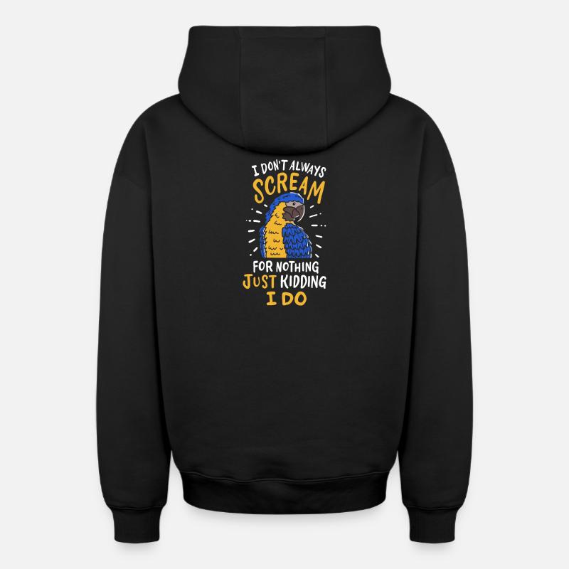 Perroquet Cockatiel Perruche Perruche - Sweat à capuche unisexe zippé oversize épais SPREAD - noir