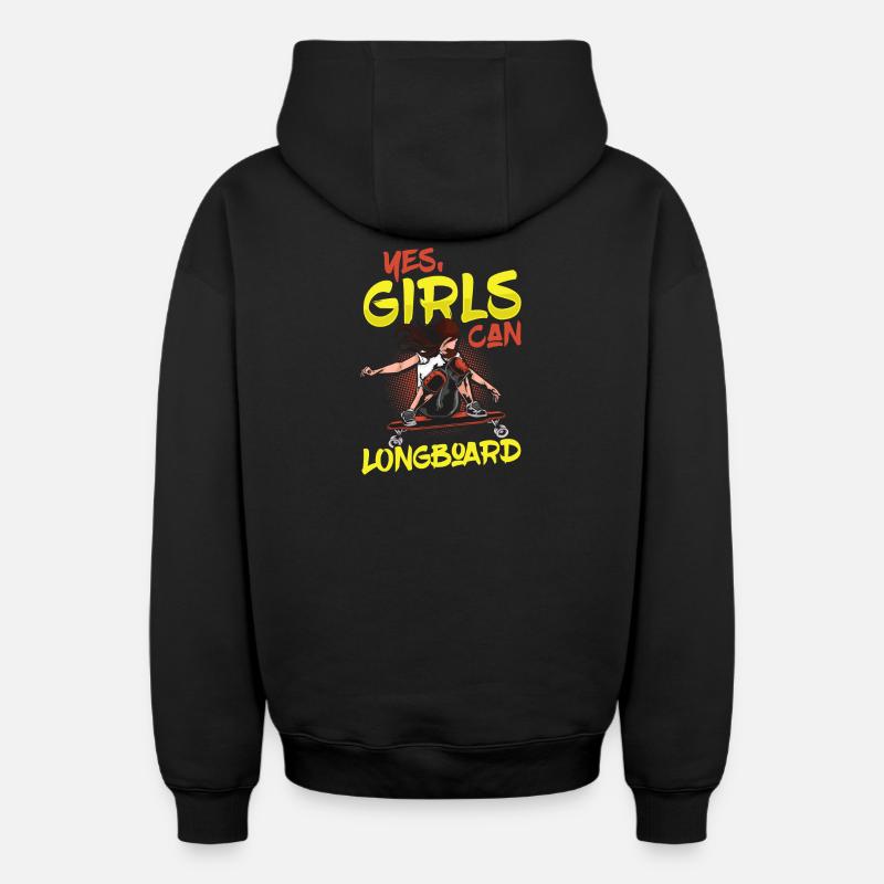 Longboarding Longboarder Longboard - Sweat à capuche unisexe zippé oversize épais SPREAD - noir