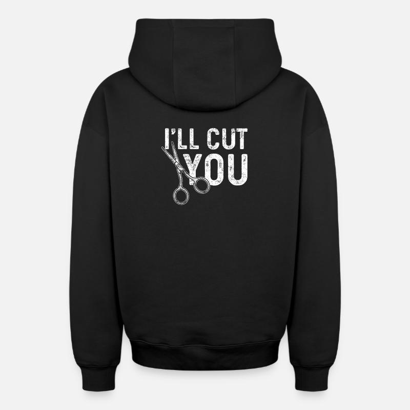 Coiffeur Coiffeurs Ciseaux - Sweat à capuche unisexe zippé oversize épais SPREAD - noir