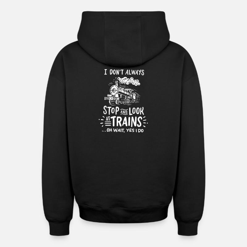 Trains Chemin de fer - Sweat à capuche unisexe zippé oversize épais SPREAD - noir