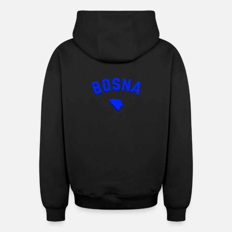 Bosna i Hercegovina - Sweat à capuche unisexe zippé oversize épais SPREAD - noir