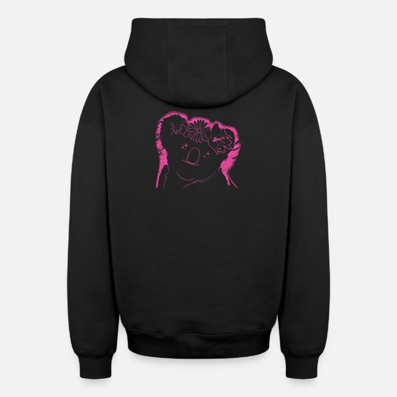 Koala Koala Ours - Sweat à capuche unisexe zippé oversize épais SPREAD - noir