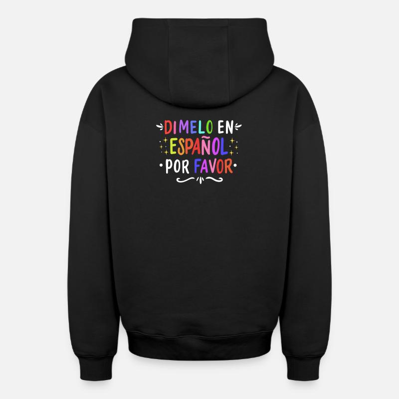 Espagnol Professeur d’espagnol Langue - Sweat à capuche unisexe zippé oversize épais SPREAD - noir