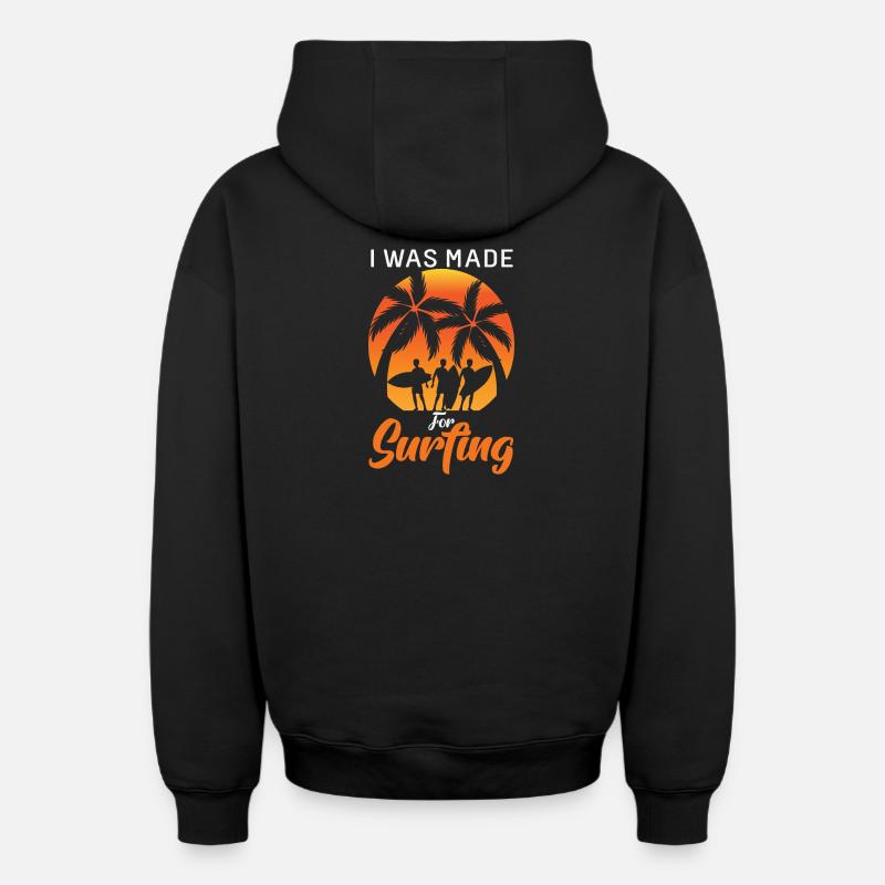 surfant - Sweat à capuche unisexe zippé oversize épais SPREAD - noir