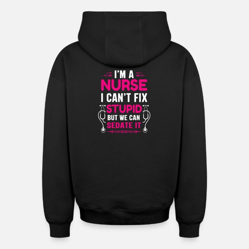 Infirmière - Sweat à capuche unisexe zippé oversize épais SPREAD - noir