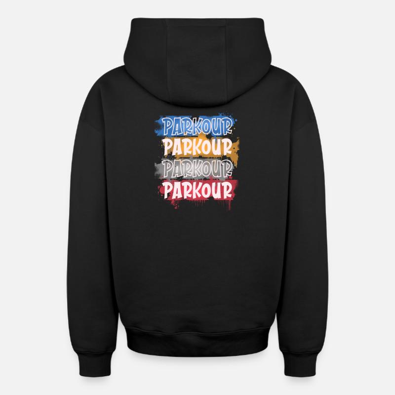Parkour - Sweat à capuche unisexe zippé oversize épais SPREAD - noir