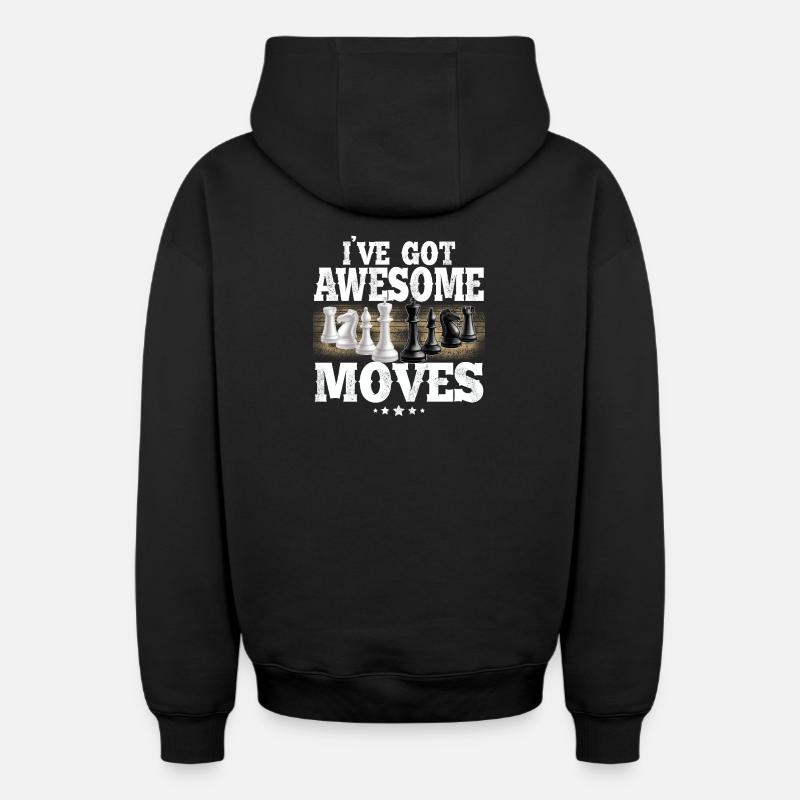 Échecs - Sweat à capuche unisexe zippé oversize épais SPREAD - noir