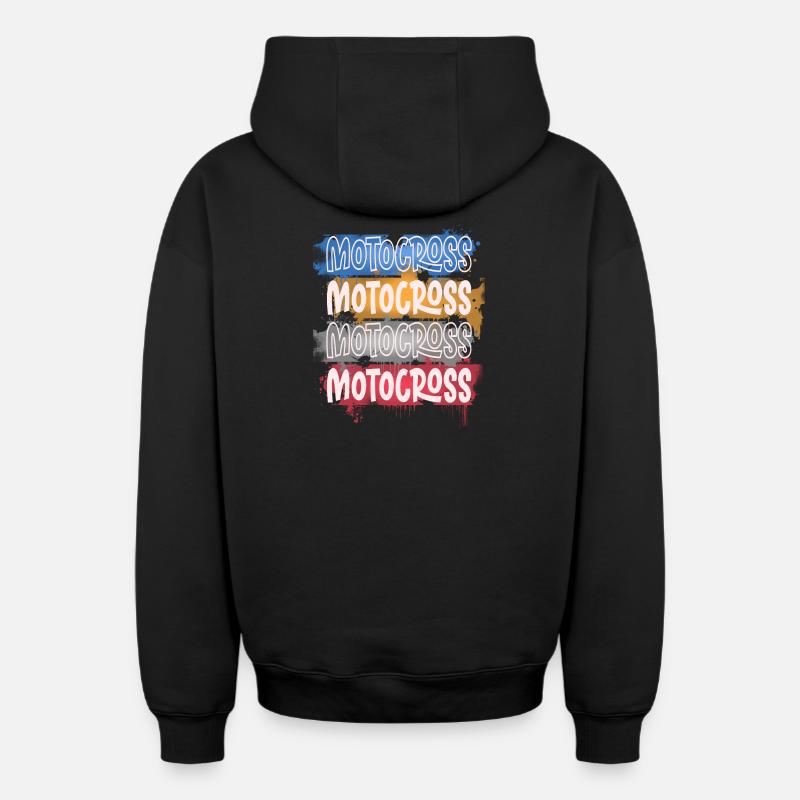 Motocross - Sweat à capuche unisexe zippé oversize épais SPREAD - noir