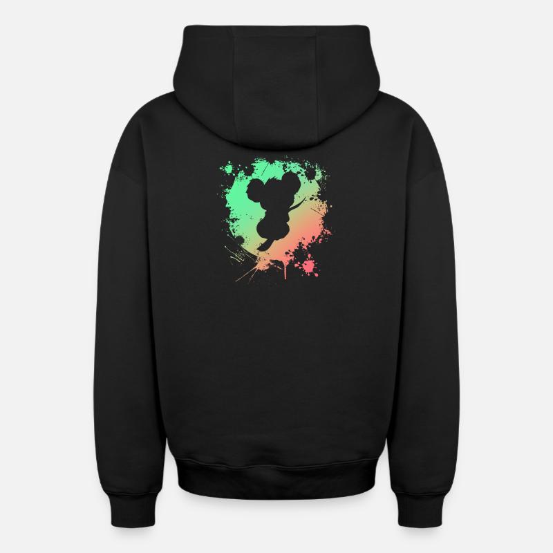 Koala - Sweat à capuche unisexe zippé oversize épais SPREAD - noir