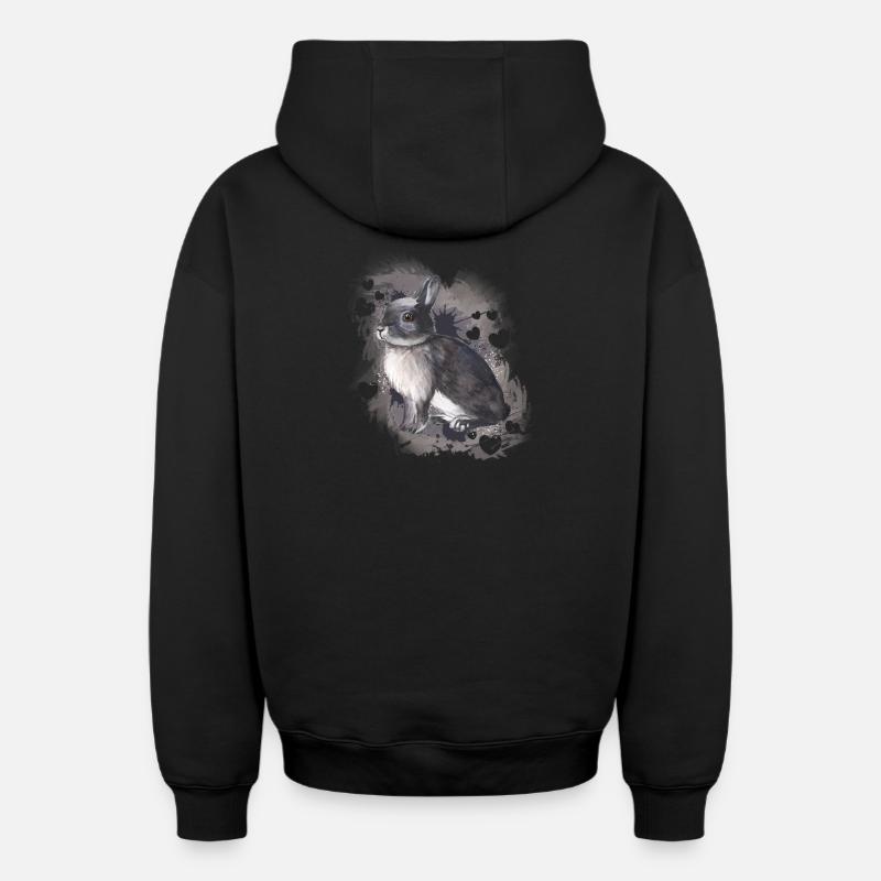 Lapin lapin - Sweat à capuche unisexe zippé oversize épais SPREAD - noir