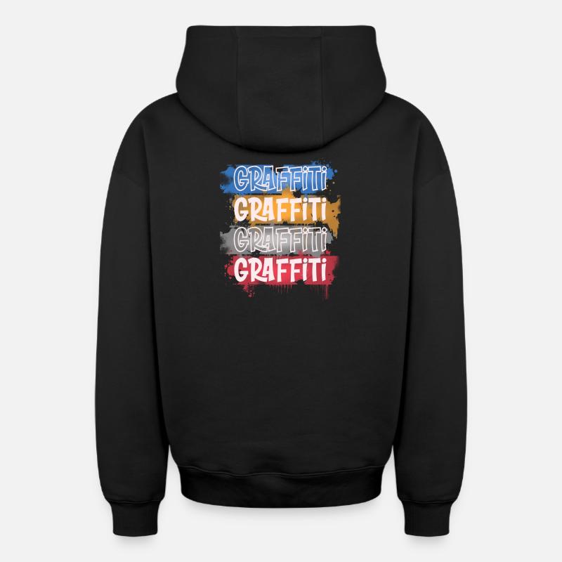 Graffiti - Sweat à capuche unisexe zippé oversize épais SPREAD - noir