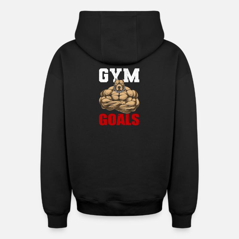 Gym Goals - Sweat à capuche unisexe zippé oversize épais SPREAD - noir