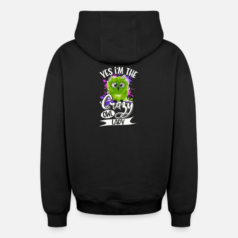 Eule - Oversized Heavyweight Unisex Zip Hoodie - Schwarz