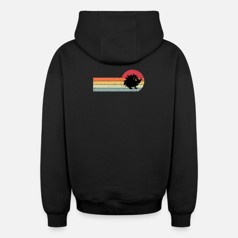 Hérisson - Sweat à capuche unisexe zippé oversize épais SPREAD - noir