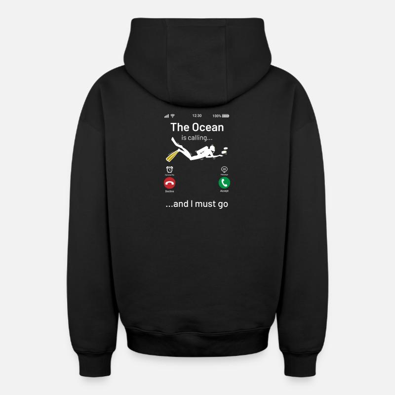 Plongeurs - Sweat à capuche unisexe zippé oversize épais SPREAD - noir
