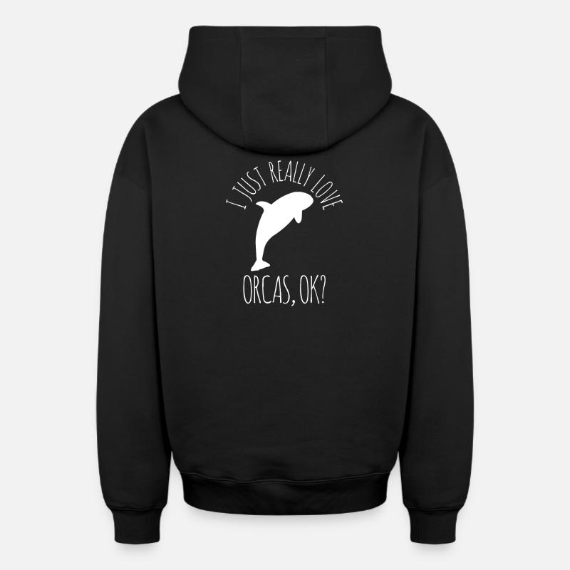 Orques Orques - Sweat à capuche unisexe zippé oversize épais SPREAD - noir