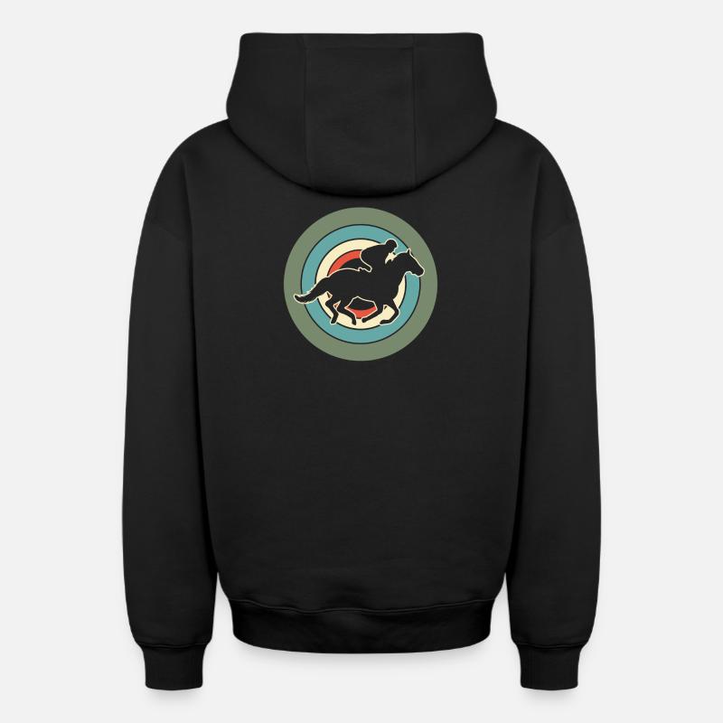 Cavalier Cavalier Equestre Rétro - Sweat à capuche unisexe zippé oversize épais SPREAD - noir