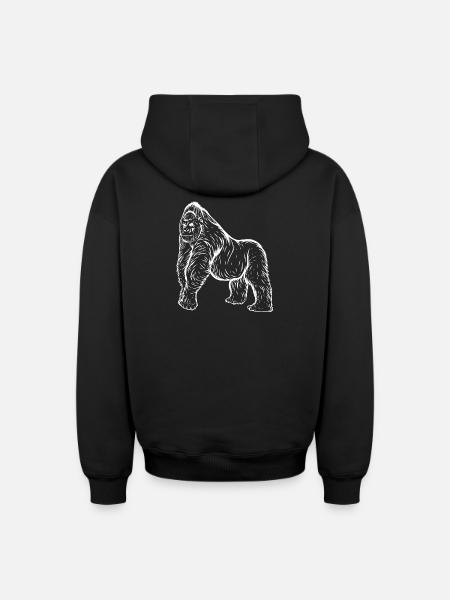 Gorilla - Sweat à capuche unisexe zippé oversize épais SPREAD - noir