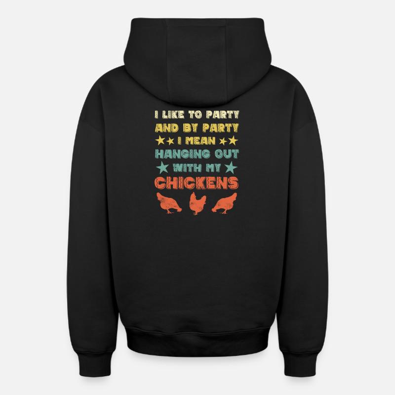 Poulet poules - Sweat à capuche unisexe zippé oversize épais SPREAD - noir