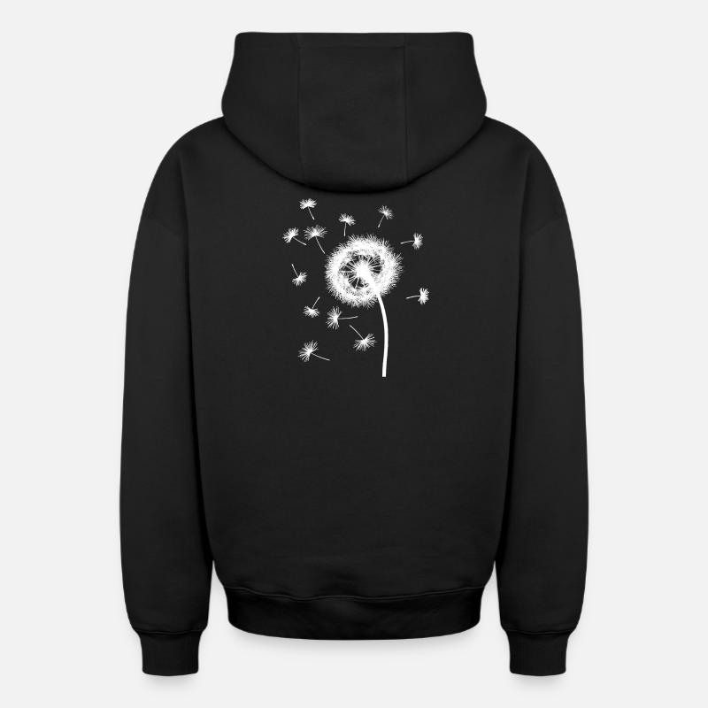 Pissenlit - Sweat à capuche unisexe zippé oversize épais SPREAD - noir