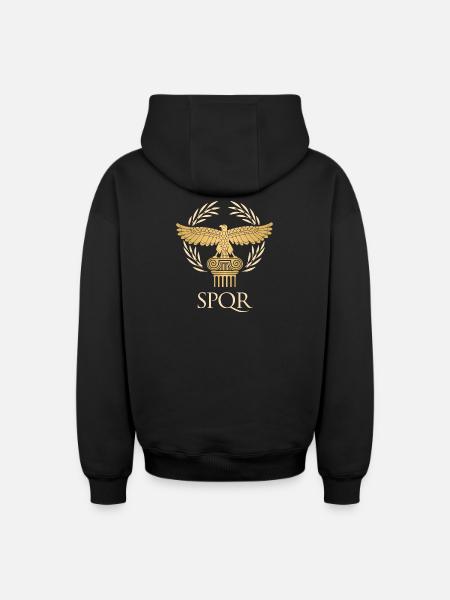 SPQR - Empire flag and republic Ancient Rome - Oversized Heavyweight Unisex Zip Hoodie - black
