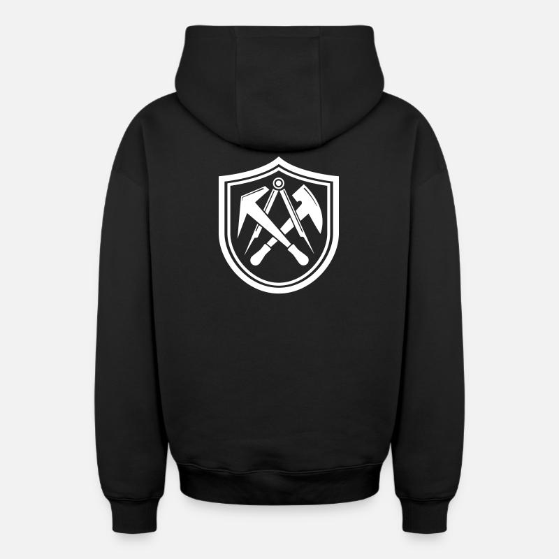 Couvreur Égoîtiers Écussons bouclier - Sweat à capuche unisexe zippé oversize épais SPREAD - noir