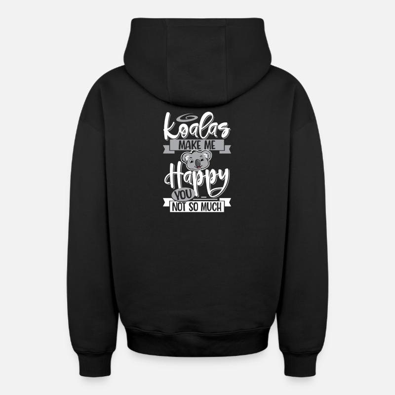 Koala - Oversized Heavyweight Unisex Zip Hoodie - Schwarz