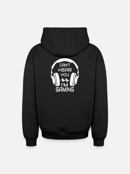 Can't Hear You I'm Gaming - Oversized Heavyweight Unisex Zip Hoodie - black