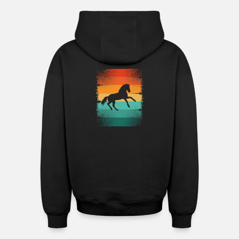 Cheval - Sweat à capuche unisexe zippé oversize épais SPREAD - noir