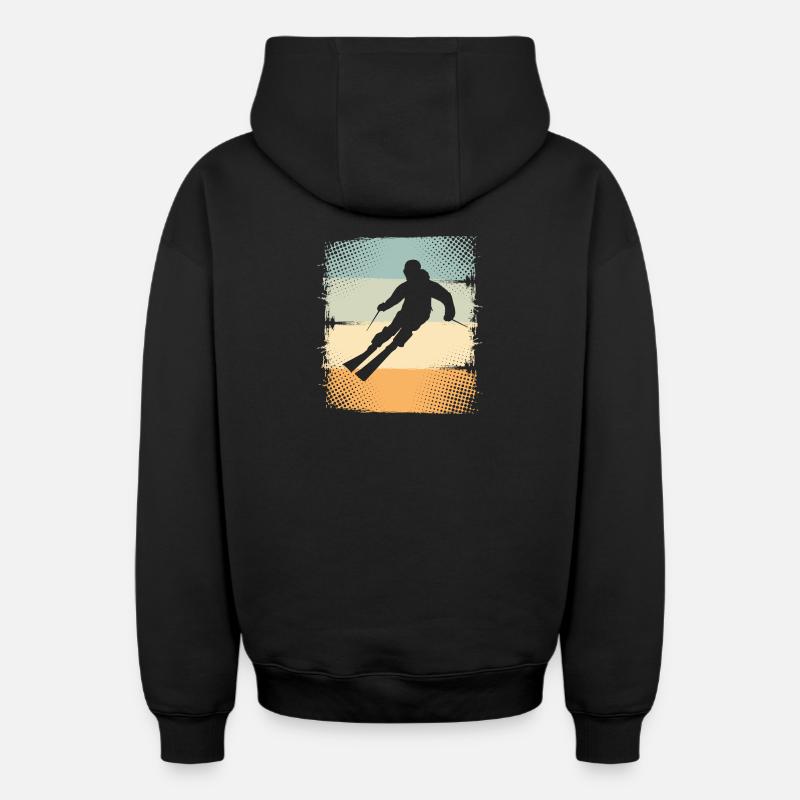 Ski - Sweat à capuche unisexe zippé oversize épais SPREAD - noir