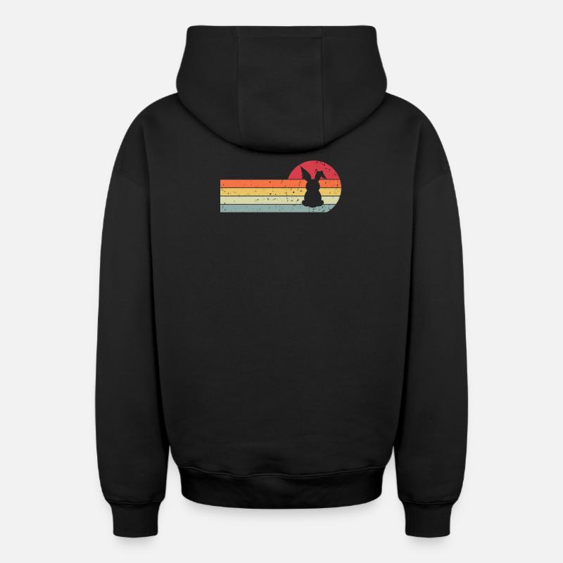 Lapin - Sweat à capuche unisexe zippé oversize épais SPREAD - noir