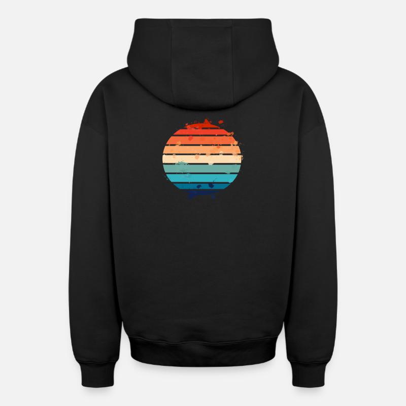 Splatter Retro Sunset - Oversized Heavyweight Unisex Zip Hoodie - Schwarz