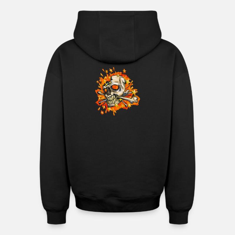 exploding skull - Oversized Heavyweight Unisex Zip Hoodie - black