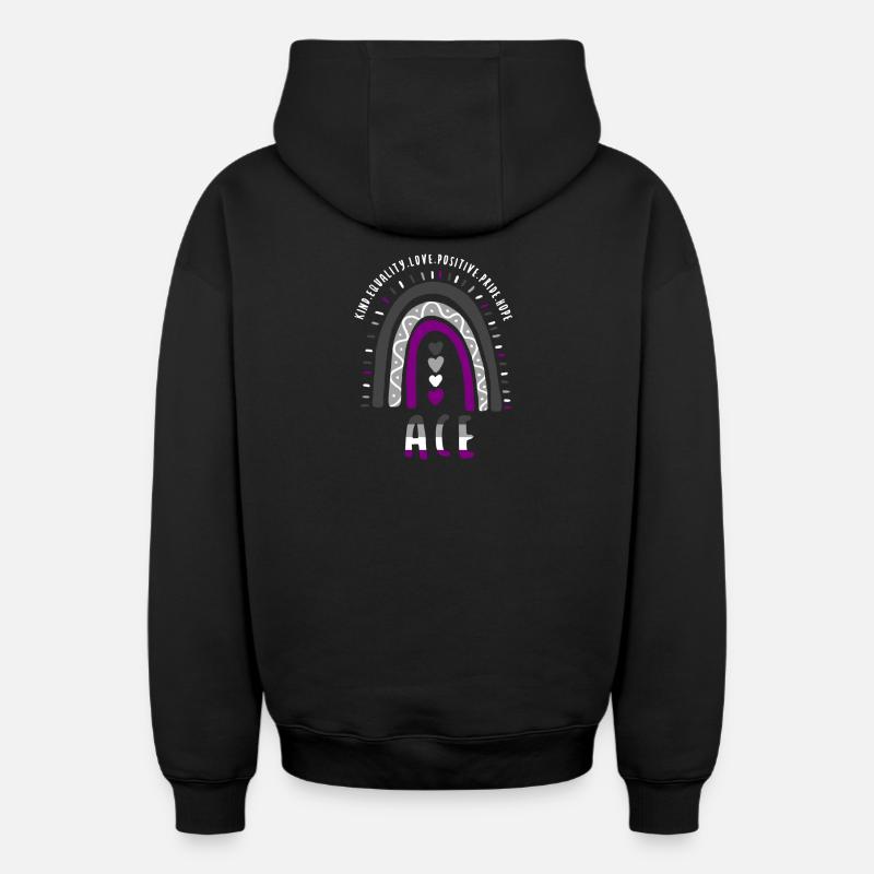 Ace Pride Boho Regenbogen - Oversized Heavyweight Unisex Zip Hoodie - Schwarz
