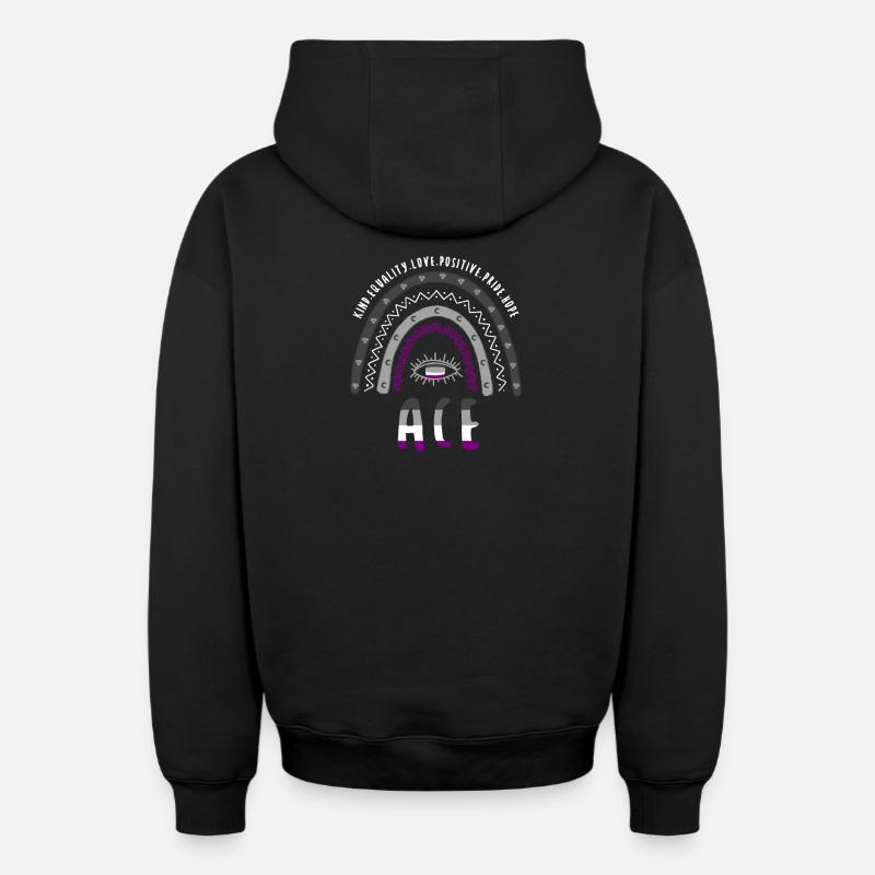 Boho Rainbow Ace Pride - Sweat à capuche unisexe zippé oversize épais SPREAD - noir