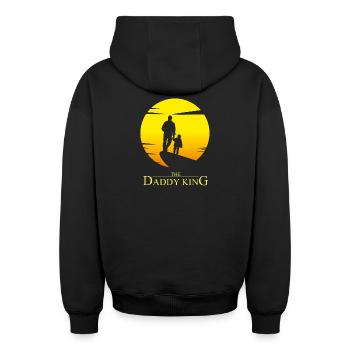 The Daddy King - Humour parodie papa - Sweat à capuche unisexe zippé oversize épais SPREAD - noir - Dos - AI Model Male 185 dark (185cm)