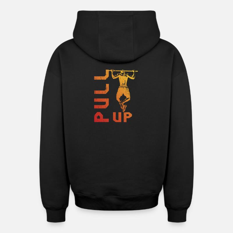 Gradient pull-up silhouette - Oversized Heavyweight Unisex Zip Hoodie - black