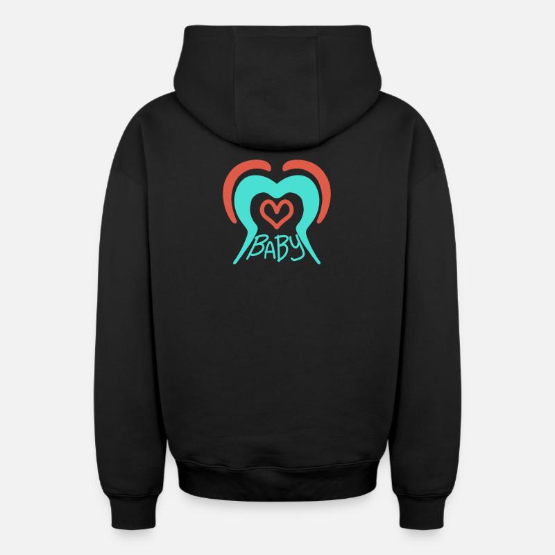 Bébé - Sweat à capuche unisexe zippé oversize épais SPREAD - noir