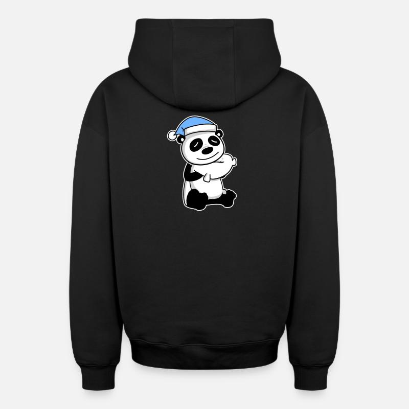 Panda Bébé - Sweat à capuche unisexe zippé oversize épais SPREAD - noir