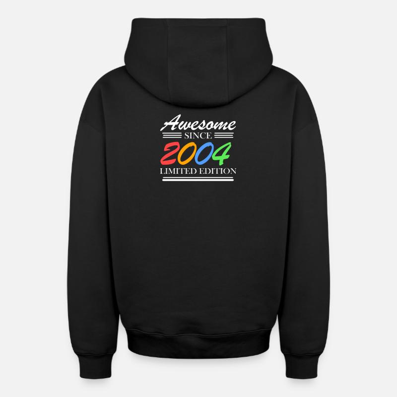 2004 - Oversized Heavyweight Unisex Zip Hoodie - Schwarz