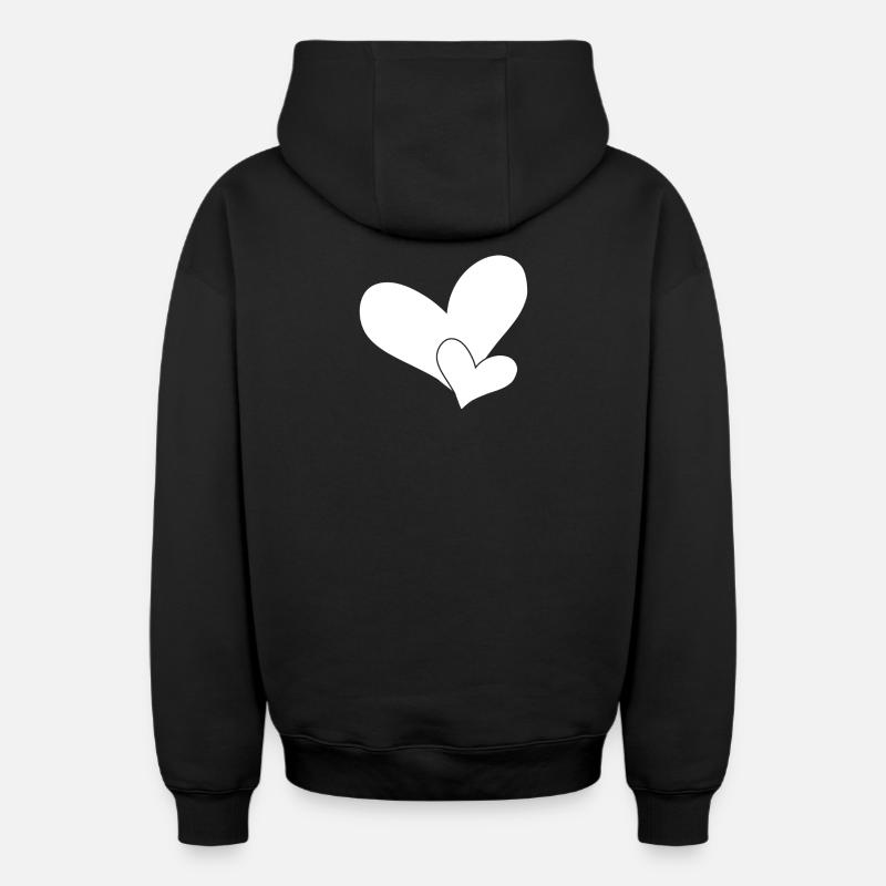 Cœurs - Sweat à capuche unisexe zippé oversize épais SPREAD - noir