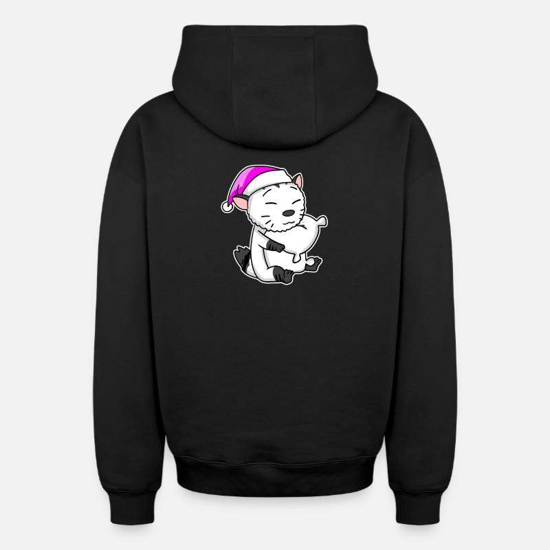 Chat race American Bobtail - Sweat à capuche unisexe zippé oversize épais SPREAD - noir