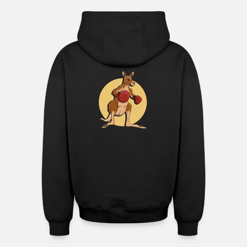 Kangourou boxeur - Sweat à capuche unisexe zippé oversize épais SPREAD - noir