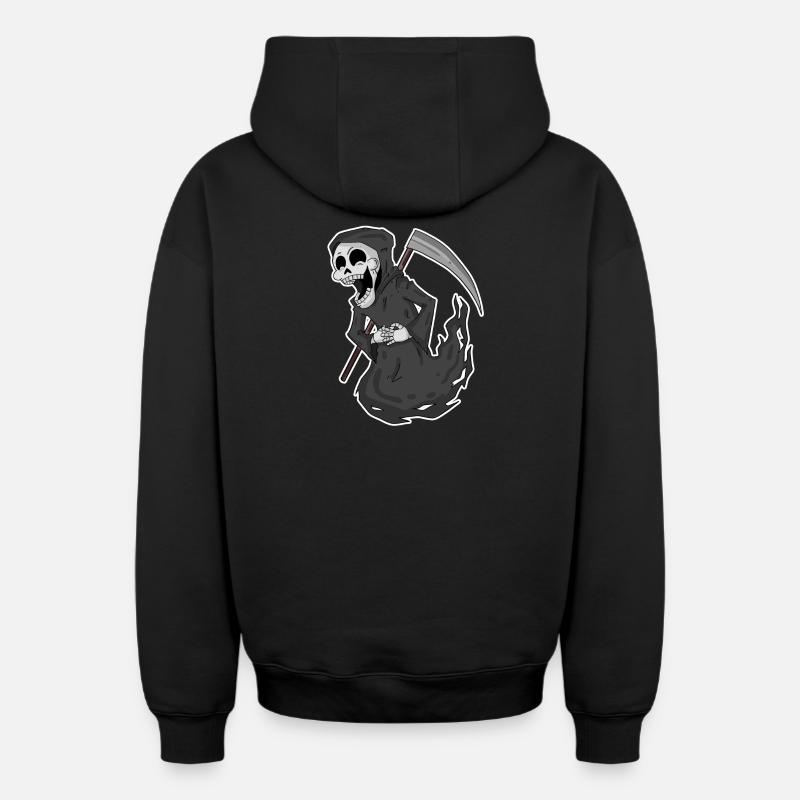Grim Reaper rit drôle - Sweat à capuche unisexe zippé oversize épais SPREAD - noir