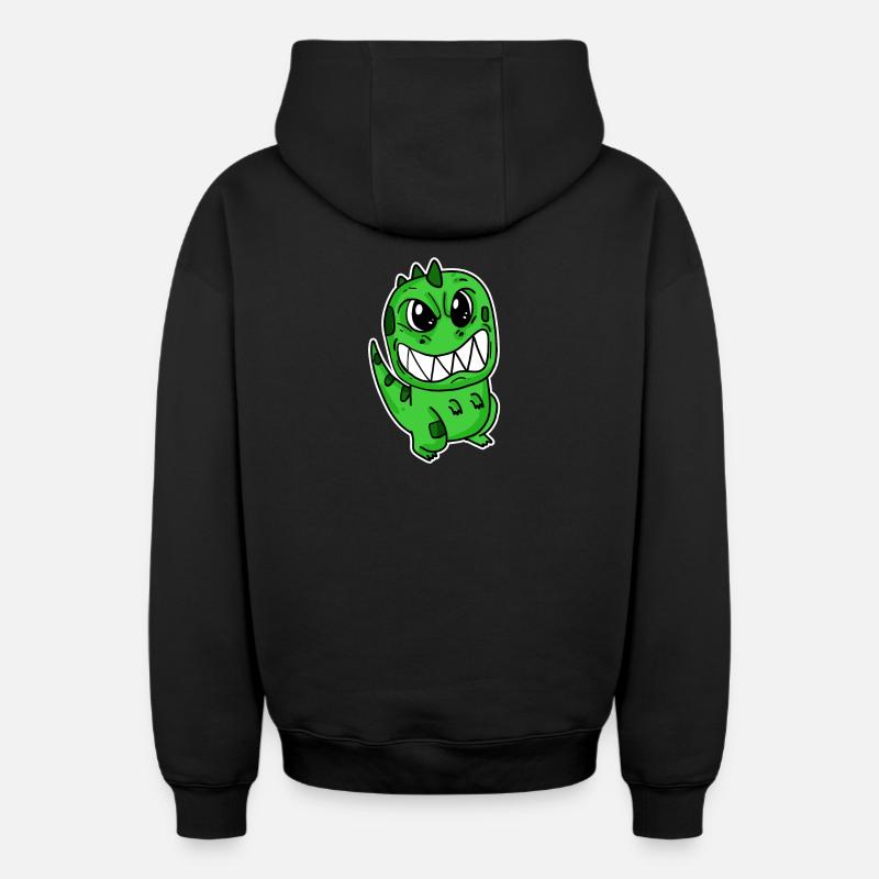 Petit dinosaure en colère - Sweat à capuche unisexe zippé oversize épais SPREAD - noir