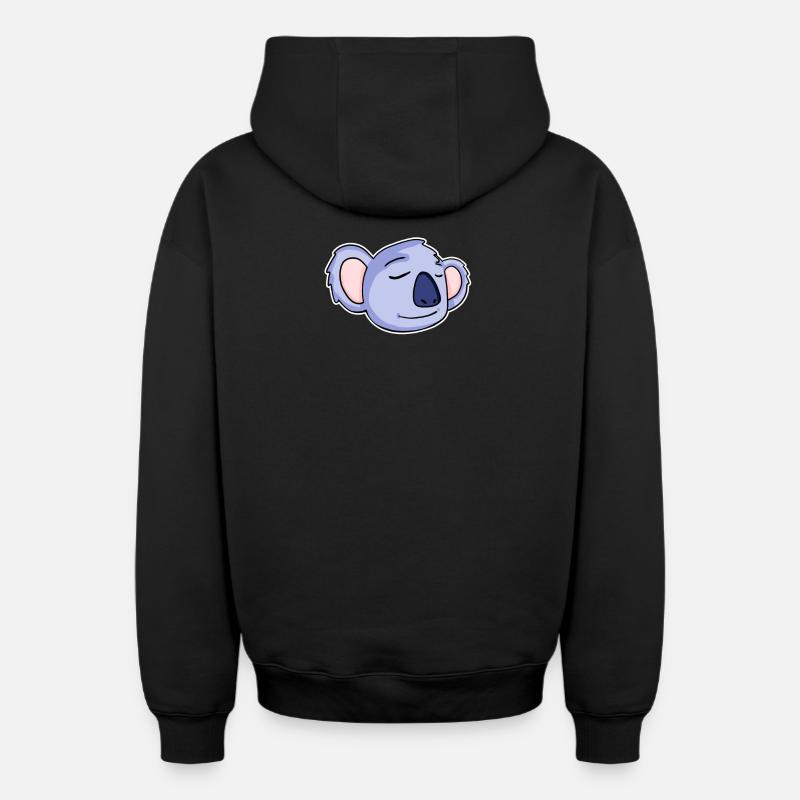 Koala Kopf Koalas - Oversized Heavyweight Unisex Zip Hoodie - Schwarz