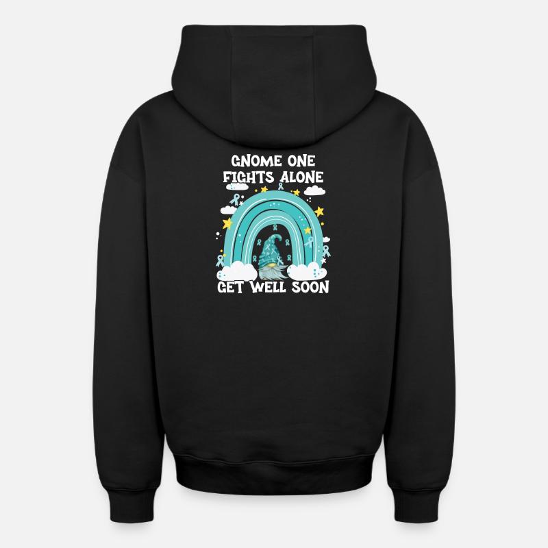 Gnome One Fights Alone Gebärmutterkrebs - Oversized Heavyweight Unisex Zip Hoodie - Schwarz