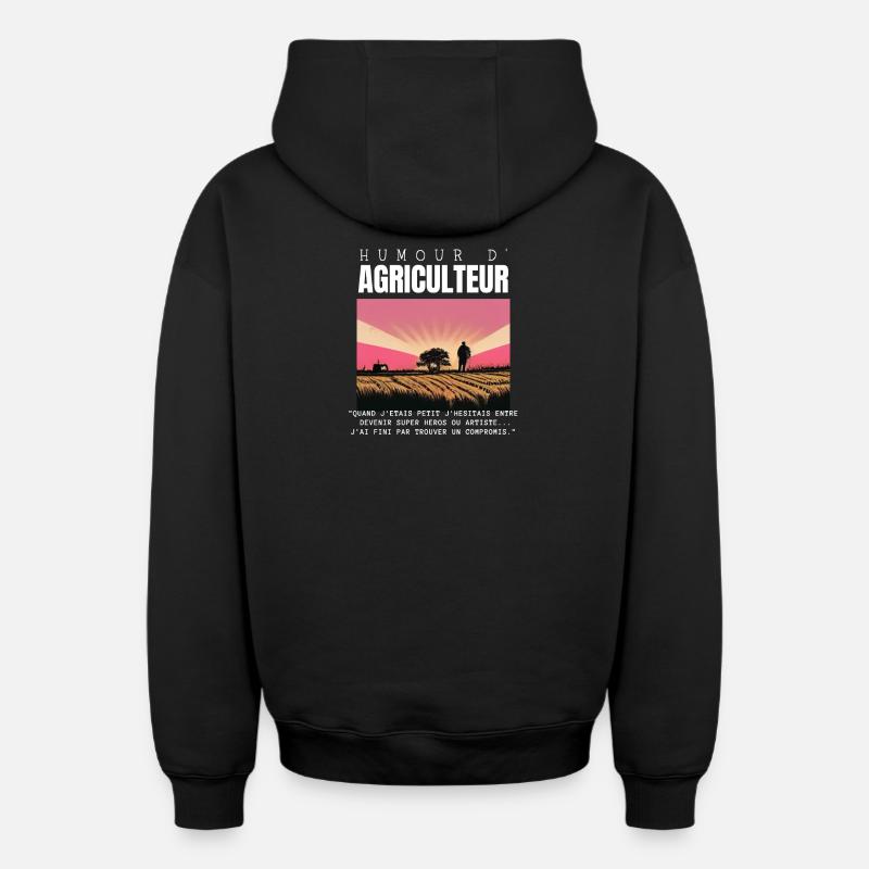 Humour d'Agriculteur - Sweat à capuche unisexe zippé oversize épais SPREAD - noir