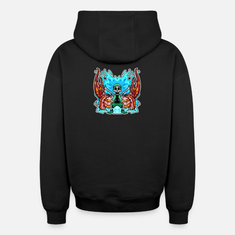 Squelette Octopus Pirate - Sweat à capuche unisexe zippé oversize épais SPREAD - noir